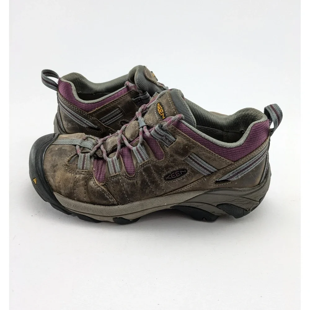 Womens KEEN Utility Detroit Low Steel Toe Work Safety Gray Purple Shoes Size 9